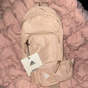 Adidas off white/cream crossbody mini backpack and Pouch